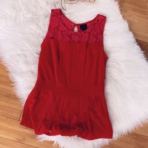Red Chiffon Peplum Top